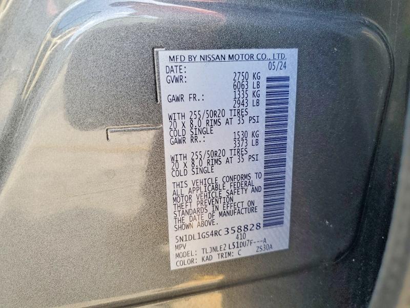 65688966 :رقم المزاد ، 5N1DL1GS4RC358828 vin ، 2024 Infiniti Qx60 مزاد بيع