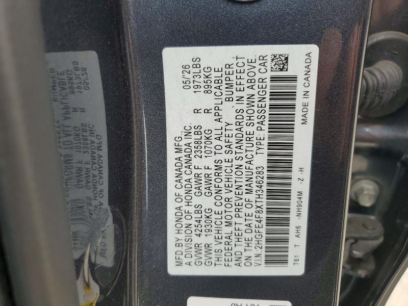 Продаж на аукціоні авто 2026 Honda Civic, vin: 2HGFE4F8XTH346283, номер лоту: 67035116