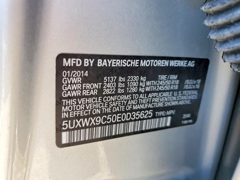 65296236 :رقم المزاد ، 5UXWX9C50E0D35625 vin ، 2014 Bmw X3 مزاد بيع