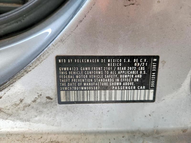 Продаж на аукціоні авто 2021 Volkswagen Jetta, vin: 3VWC57BU1MM085387, номер лоту: 66509166