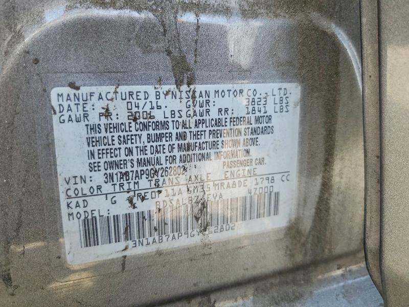 2016 Nissan Sentra მანქანა იყიდება აუქციონზე, vin: 3N1AB7AP9GY262802, აუქციონის ნომერი: 67029286