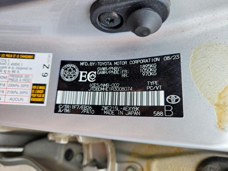 Aukcja sprzedaży 2024 Toyota Corolla Hybrid, vin: JTDBDMHE1R3008074, numer aukcji: 64387406