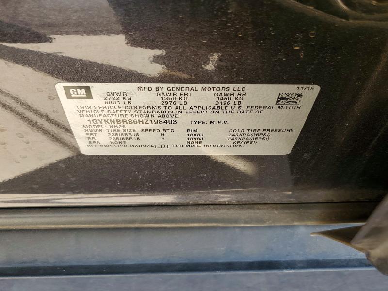 2017 Cadillac Xt5 მანქანა იყიდება აუქციონზე, vin: 1GYKNBRS6HZ198403, აუქციონის ნომერი: 66507556