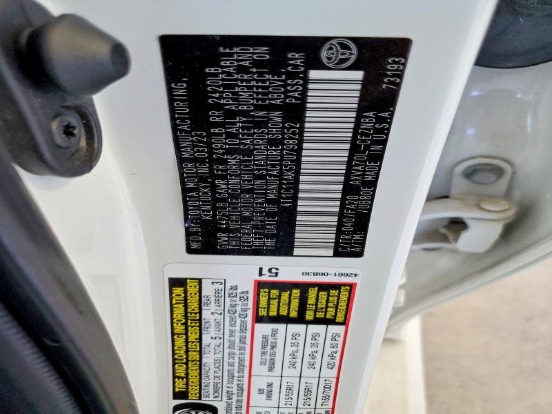 Продажа на аукционе авто 2023 Toyota Camry, vin: 4T1C11AK5PU798252, номер лота: 65872076