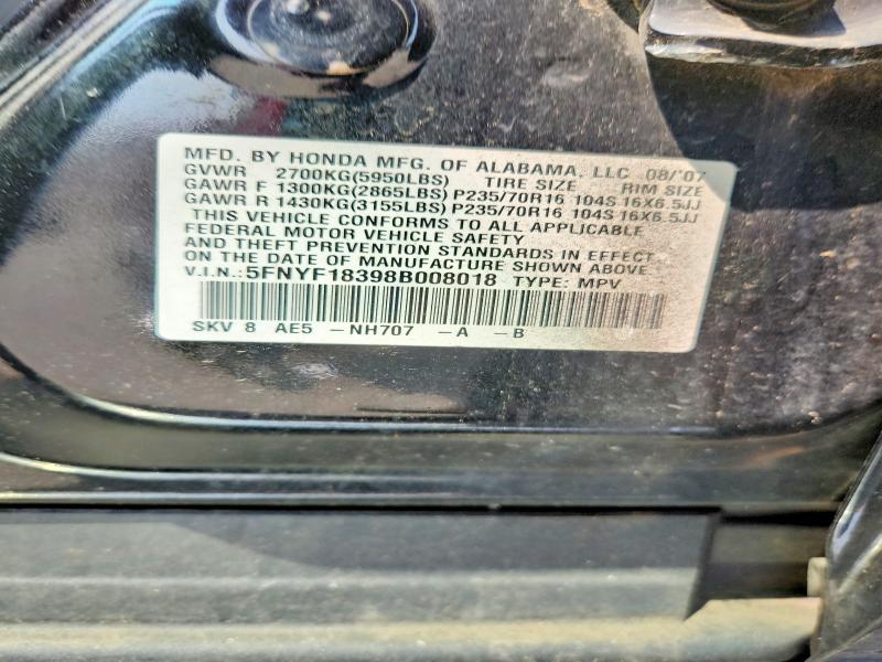 Aukcja sprzedaży 2008 Honda Pilot, vin: 5FNYF18398B008018, numer aukcji: 64617846