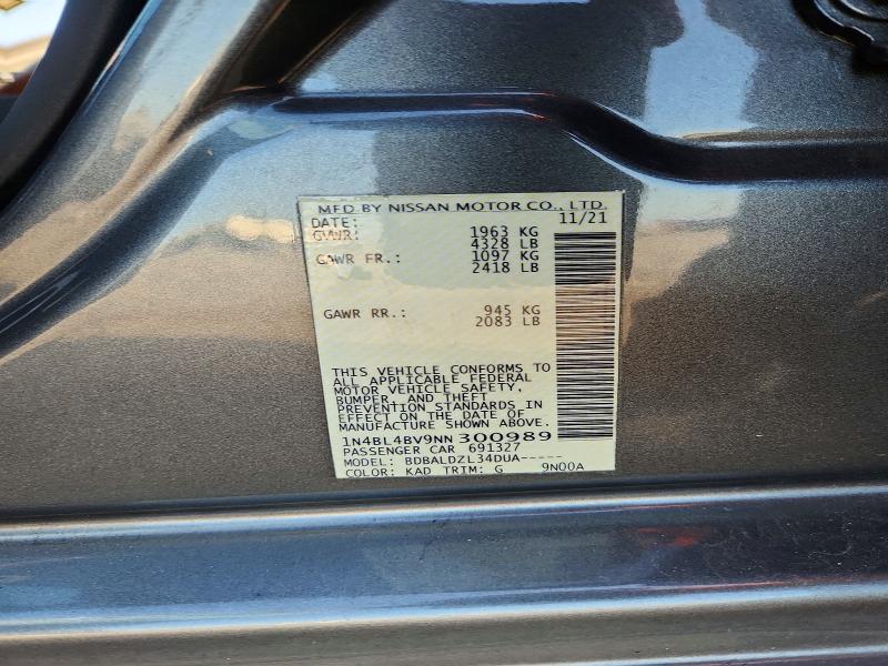 Продаж на аукціоні авто 2022 Nissan Altima, vin: 1N4BL4BV9NN300989, номер лоту: 64197716