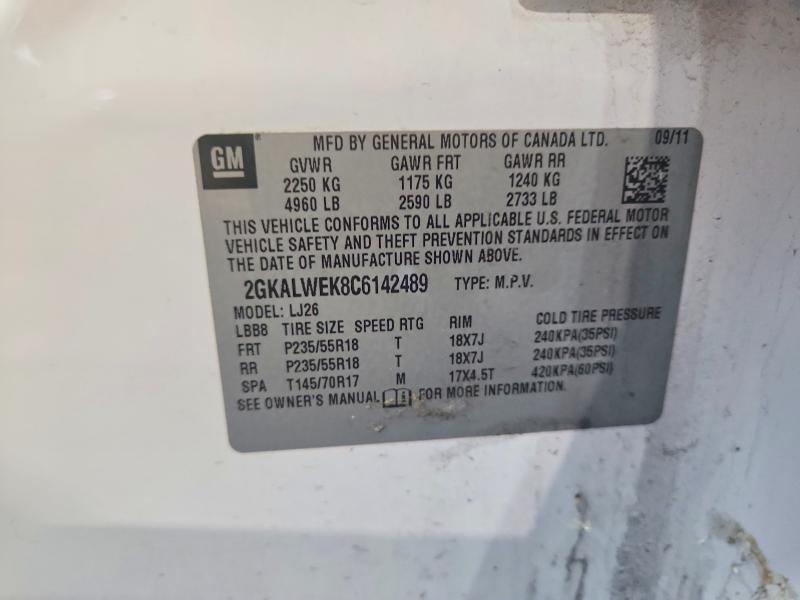 Aukcja sprzedaży 2012 Gmc Terrain, vin: 2GKALWEK8C6142489, numer aukcji: 66382076