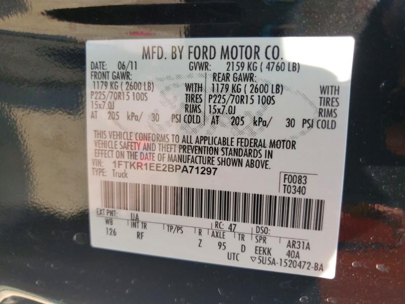 64240546 :رقم المزاد ، 1FTKR1EE2BPA71297 vin ، 2011 Ford Ranger مزاد بيع