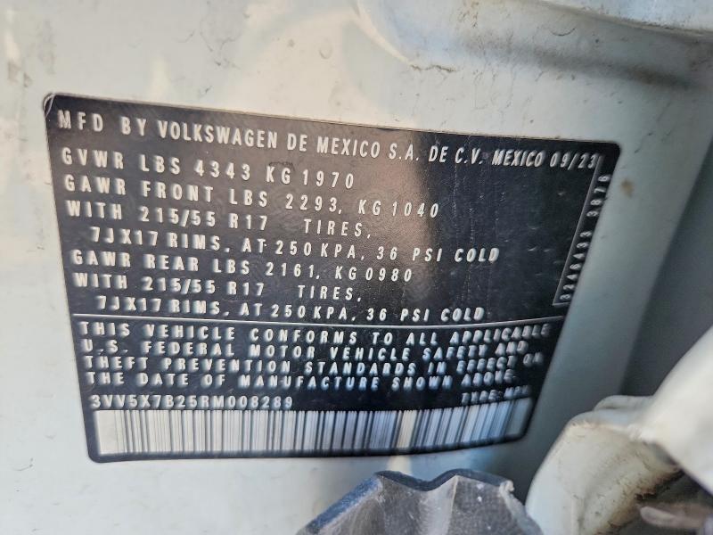 63938246 :رقم المزاد ، 3VV5X7B25RM008289 vin ، 2024 Volkswagen Taos مزاد بيع