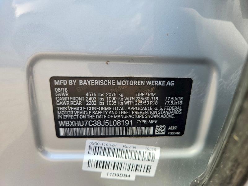 66525096 :رقم المزاد ، WBXHU7C38J5L08191 vin ، 2018 Bmw X1 مزاد بيع