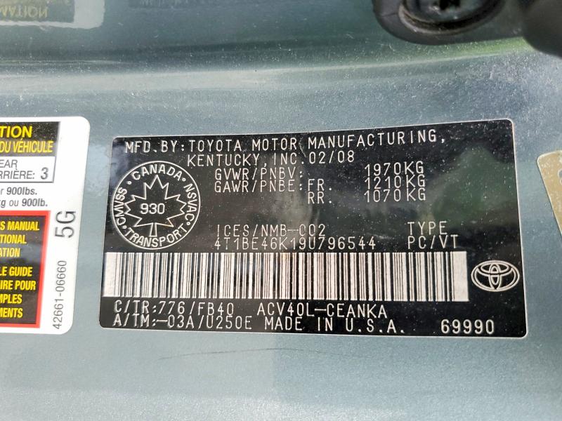 Продажа на аукционе авто 2009 Toyota Camry, vin: 4T1BE46K19U796544, номер лота: 64814876