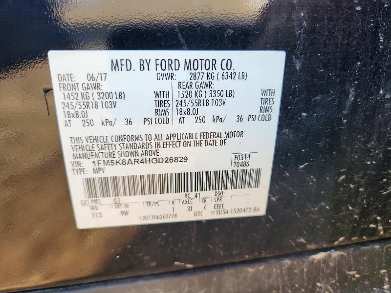 Aukcja sprzedaży 2017 Ford Explorer, vin: 1FM5K8AR4HGD26829, numer aukcji: 63993766