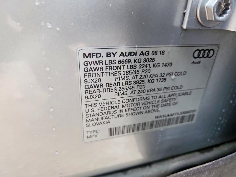 Продажа на аукционе авто 2018 Audi Q7, vin: WA1LAAF71JD050737, номер лота: 64909156