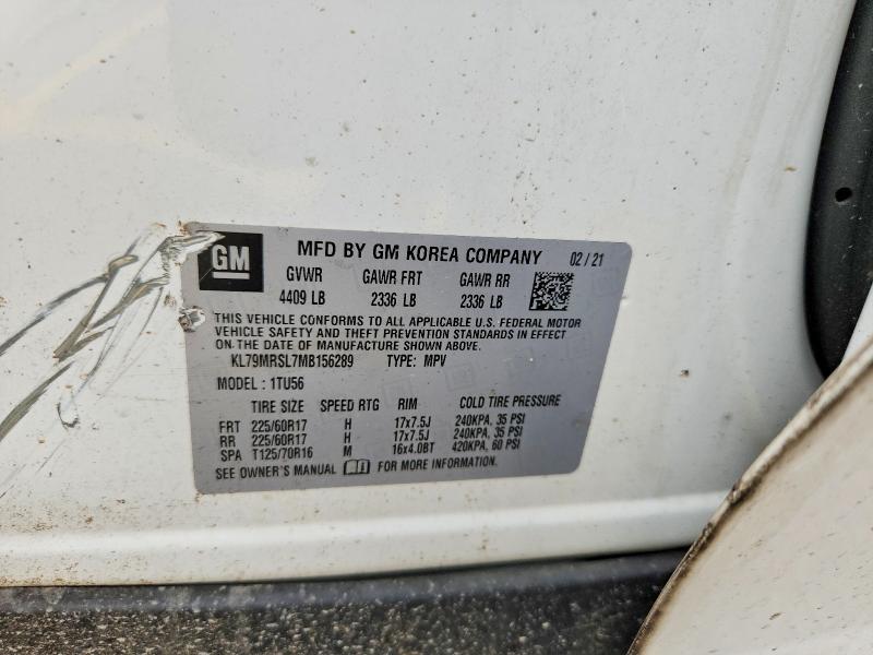 63827016 :رقم المزاد ، KL79MRSL7MB156289 vin ، 2021 Chevrolet Trailblazer مزاد بيع