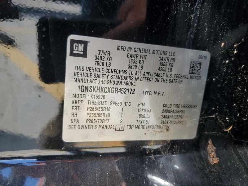 Aukcja sprzedaży 2016 Chevrolet Suburban, vin: 1GNSKHKCXGR452172, numer aukcji: 65279646