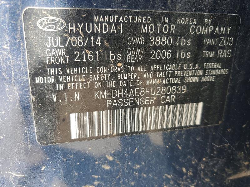 64498456 :رقم المزاد ، KMHDH4AE8FU280839 vin ، 2015 Hyundai Elantra مزاد بيع