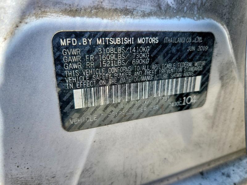 64588116 :رقم المزاد ، ML32F3FJXKHF17731 vin ، 2019 Mitsubishi Mirage مزاد بيع