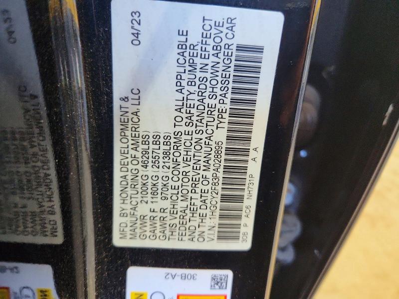 Aukcja sprzedaży 2023 Honda Accord, vin: 1HGCY2F83PA028895, numer aukcji: 65997396