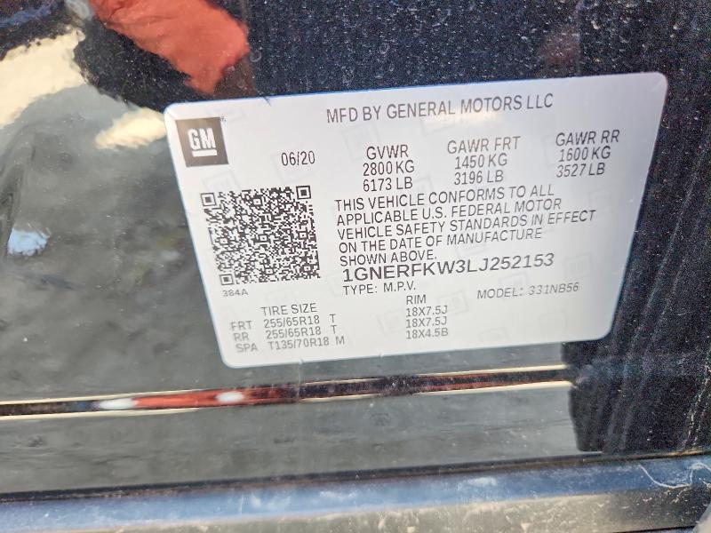 65485346 :رقم المزاد ، 1GNERFKW3LJ252153 vin ، 2020 Chevrolet Traverse مزاد بيع