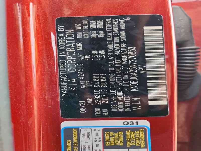 64908566 :رقم المزاد ، KNDEUCA25N7270853 vin ، 2022 Kia Seltos مزاد بيع
