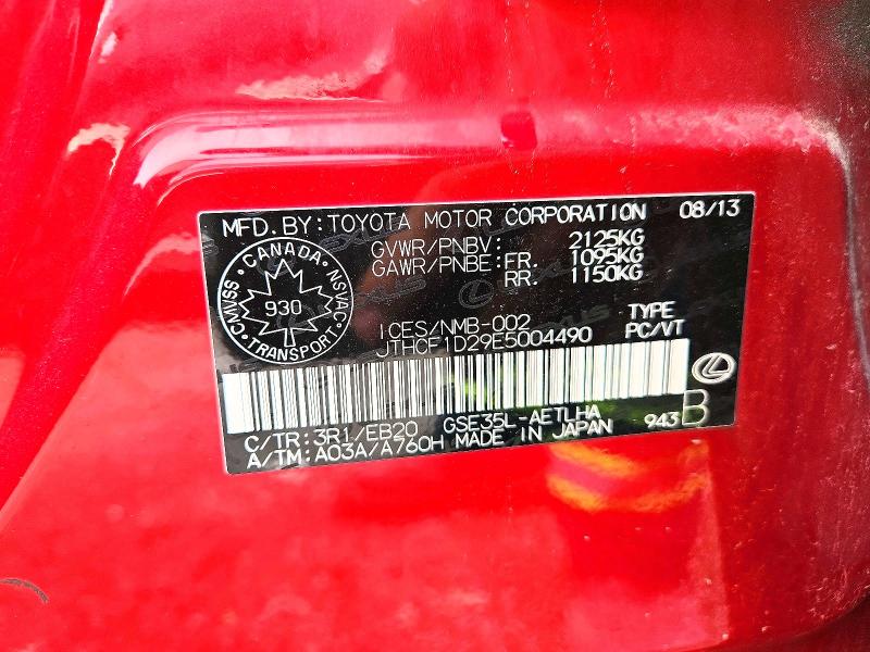 Продажа на аукционе авто 2014 Lexus Is, vin: JTHCF1D29E5004490, номер лота: 65581116