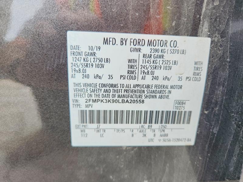Продаж на аукціоні авто 2020 Ford Edge, vin: 2FMPK3K90LBA20558, номер лоту: 64339216