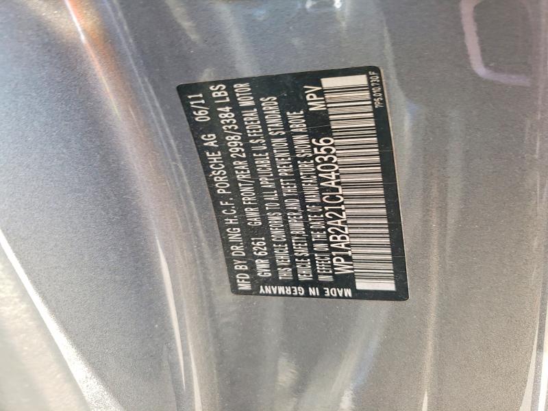 67141756 :رقم المزاد ، WP1AB2A21CLA40356 vin ، 2012 Porsche Cayenne مزاد بيع