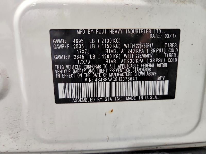 Продажа на аукционе авто 2017 Subaru Outback, vin: 4S4BSAAC8H3378641, номер лота: 65506486