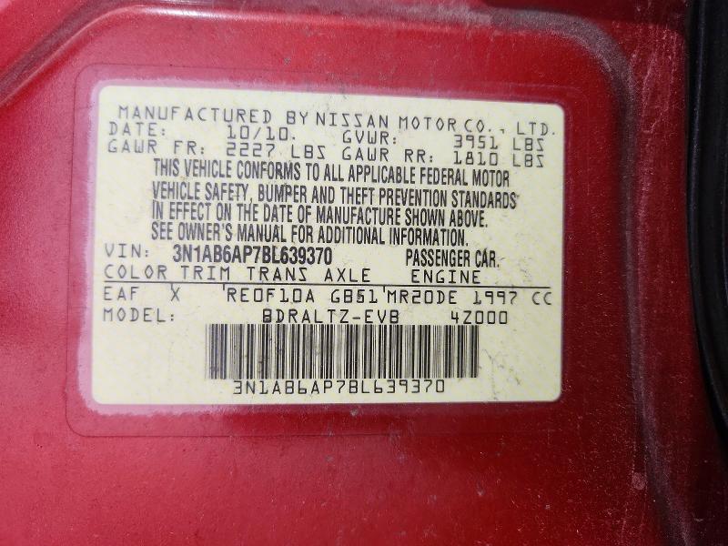 Продажа на аукционе авто 2011 Nissan Sentra, vin: 3N1AB6AP7BL639370, номер лота: 64069086