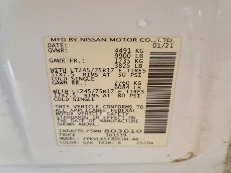 65807796 :رقم المزاد ، 1N6AF0LY5MN803610 vin ، 2021 Nissan Nv مزاد بيع