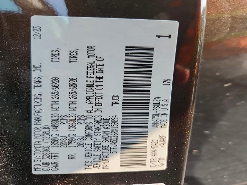 2024 Toyota Tundra მანქანა იყიდება აუქციონზე, vin: 5TFJA5DB6RX159894, აუქციონის ნომერი: 63113756