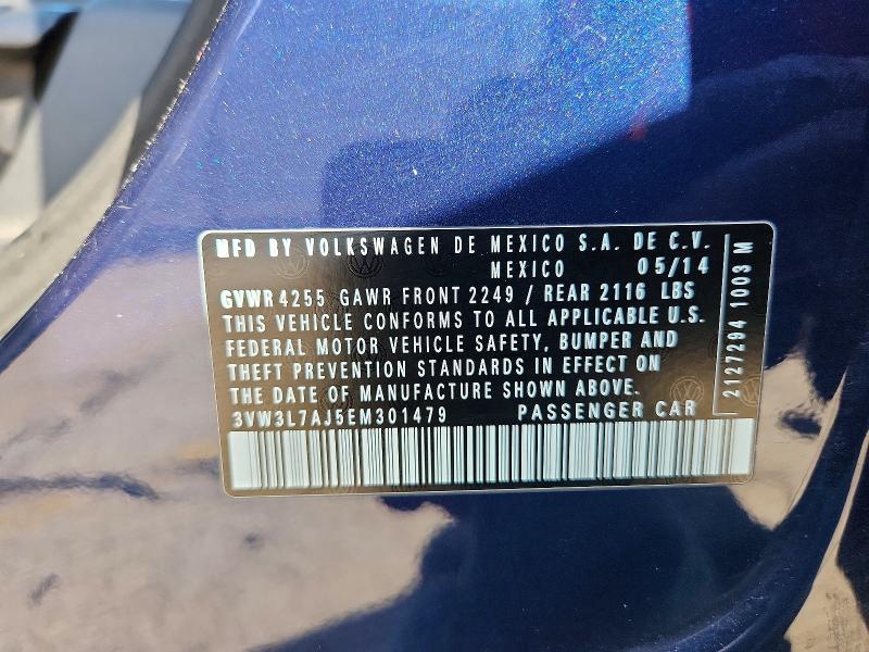 65348166 :رقم المزاد ، 3VW3L7AJ5EM301479 vin ، 2014 Volkswagen Jetta مزاد بيع