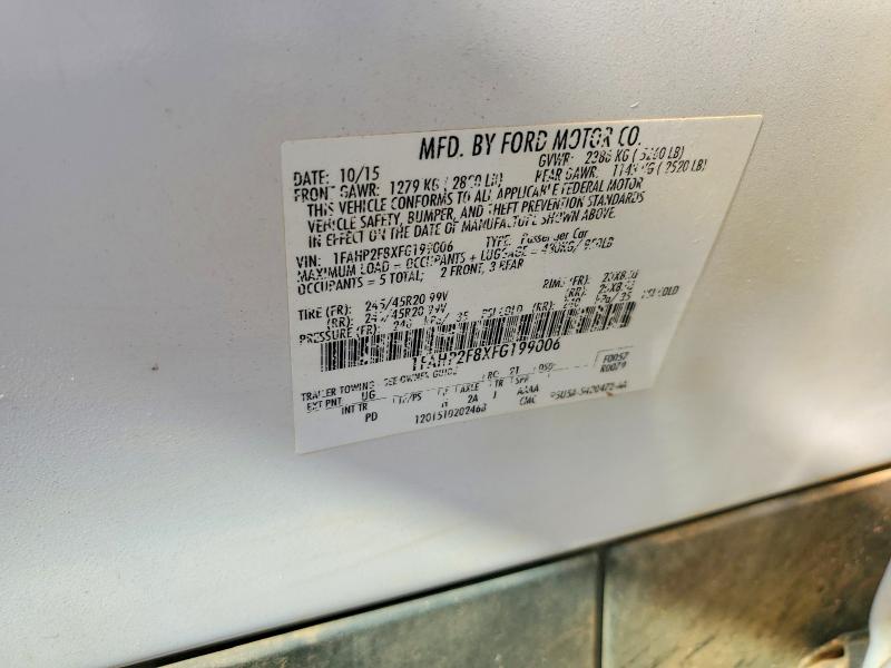 2015 Ford Taurus მანქანა იყიდება აუქციონზე, vin: 1FAHP2F8XFG199006, აუქციონის ნომერი: 66252606