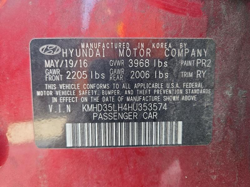 67568656 :رقم المزاد ، KMHD35LH4HU353574 vin ، 2017 Hyundai Elantra Gt مزاد بيع