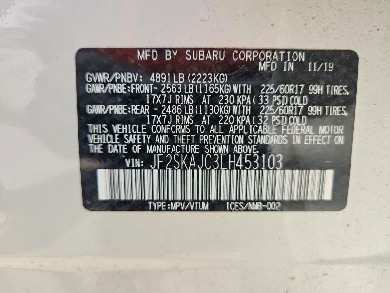 64459306 :رقم المزاد ، JF2SKAJC3LH453103 vin ، 2020 Subaru Forester مزاد بيع