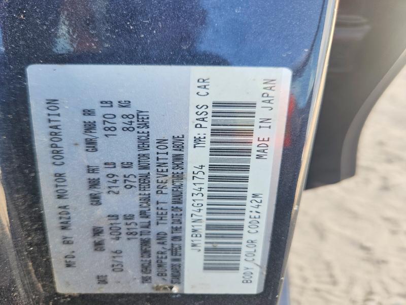 64609606 :رقم المزاد ، JM1BM1N74G1341754 vin ، 2016 Mazda 3 مزاد بيع