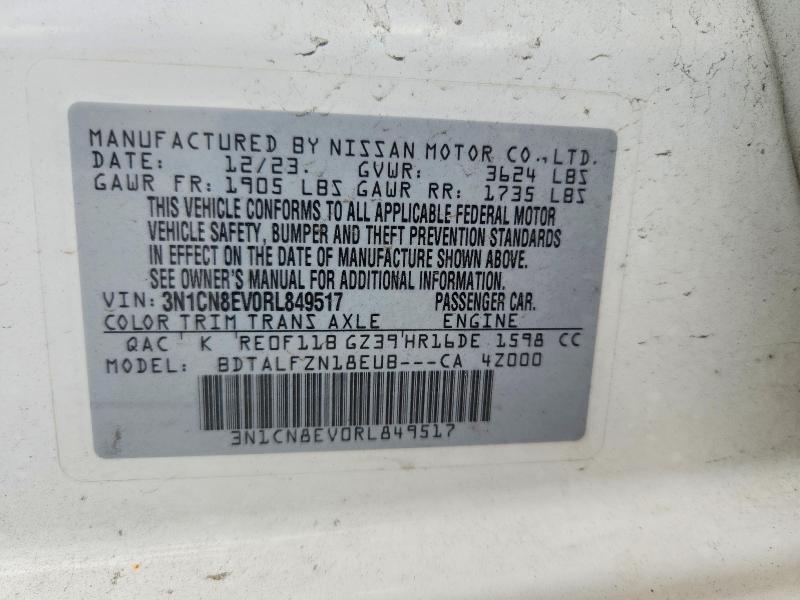 Aukcja sprzedaży 2024 Nissan Versa, vin: 3N1CN8EV0RL849517, numer aukcji: 65379616