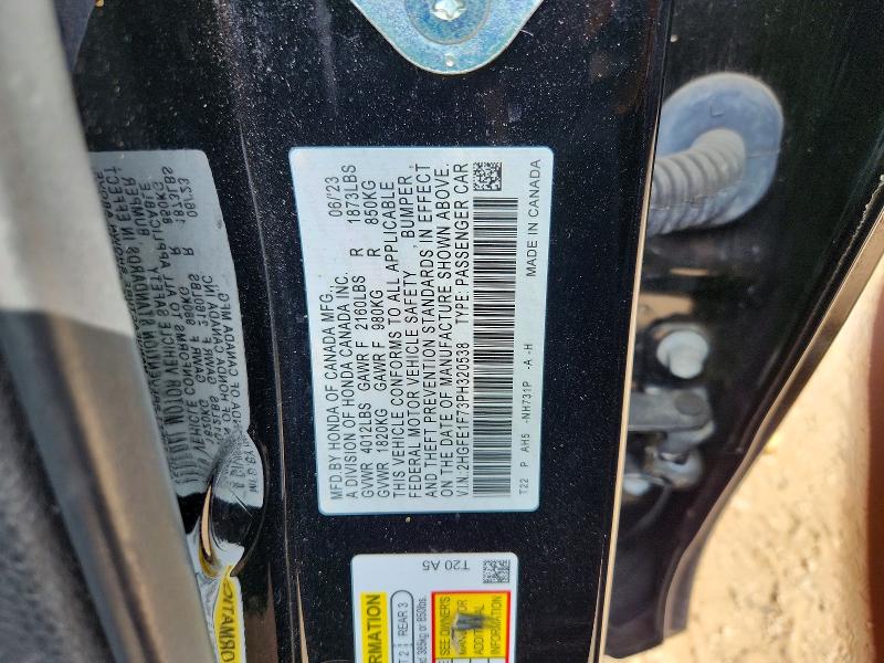 66467556 :رقم المزاد ، 2HGFE1F73PH320538 vin ، 2023 Honda Civic مزاد بيع