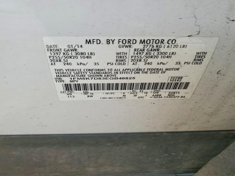 Aukcja sprzedaży 2014 Ford Explorer, vin: 1FM5K7D83EGB48825, numer aukcji: 63905286