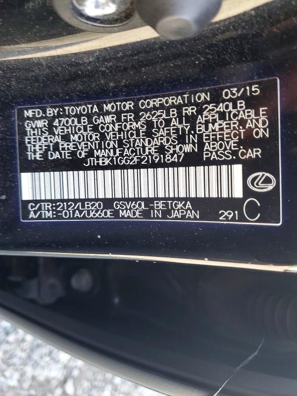 Продаж на аукціоні авто 2015 Lexus Es, vin: JTHBK1GG2F2191847, номер лоту: 63484056