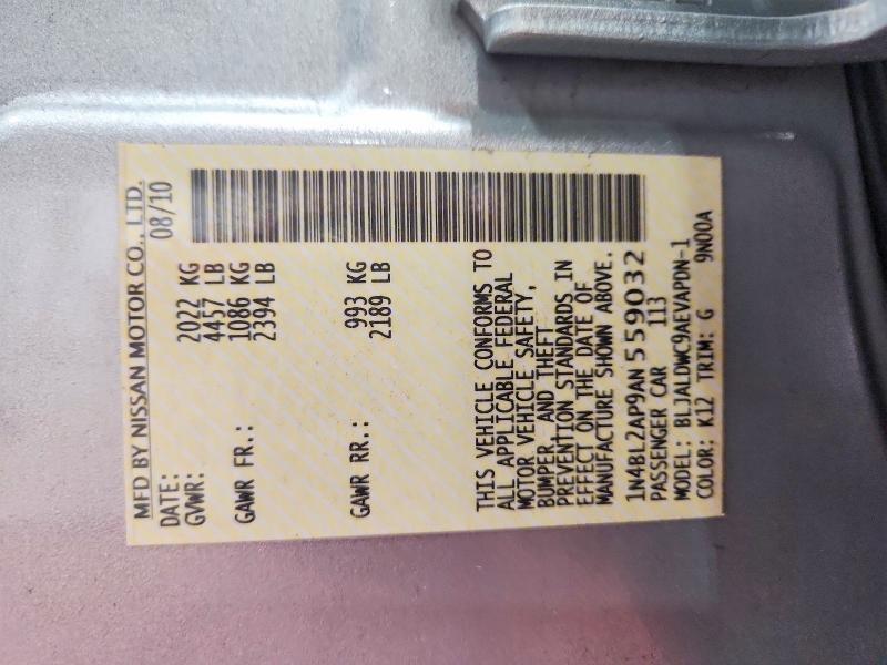 Aukcja sprzedaży 2010 Nissan Altima, vin: 1N4BL2AP9AN559032, numer aukcji: 63859916