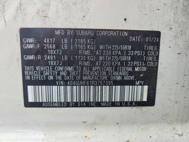 63389836 :رقم المزاد ، 4S4GUHF61R3757395 vin ، 2024 Subaru Crosstrek مزاد بيع