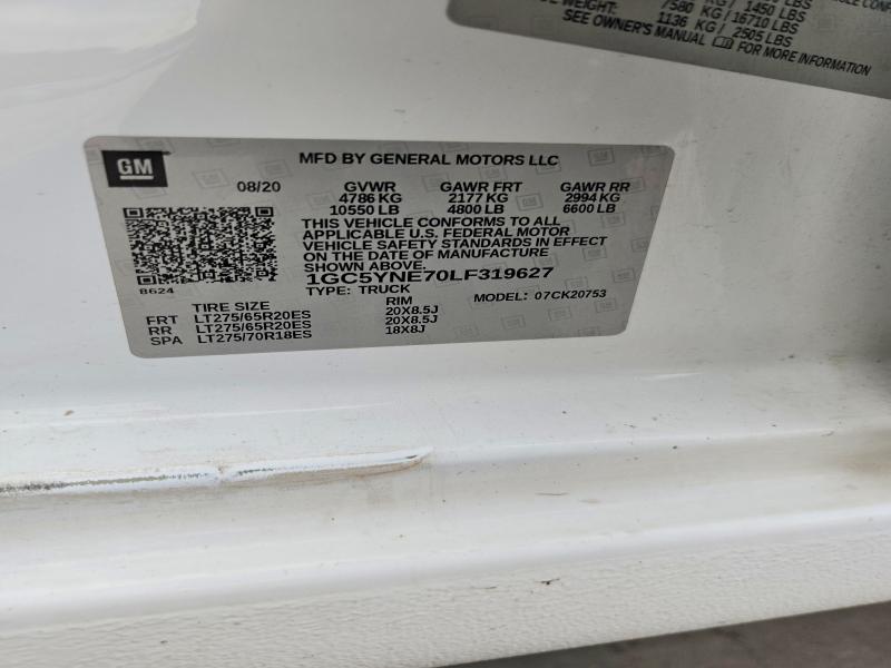 Aukcja sprzedaży 2020 Chevrolet Silverado, vin: 1GC5YNE70LF319627, numer aukcji: 63190556