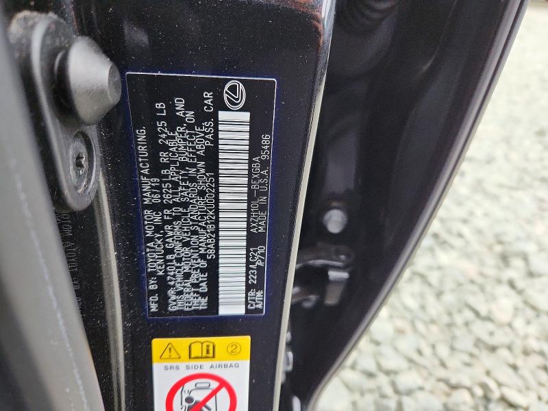 Aukcja sprzedaży 2019 Lexus Es, vin: 58AB21B12KU002251, numer aukcji: 66483956