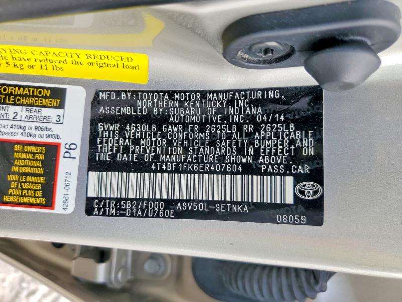 Продажа на аукционе авто 2014 Toyota Camry, vin: 4T4BF1FK6ER407604, номер лота: 63668626