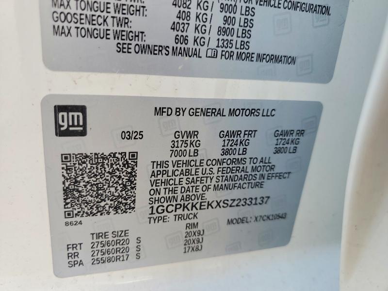 Aukcja sprzedaży 2025 Chevrolet Silverado, vin: 1GCPKKEKXSZ233137, numer aukcji: 64289726