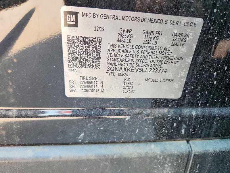 Продаж на аукціоні авто 2020 Chevrolet Equinox, vin: 3GNAXKEV5LL233774, номер лоту: 65486156