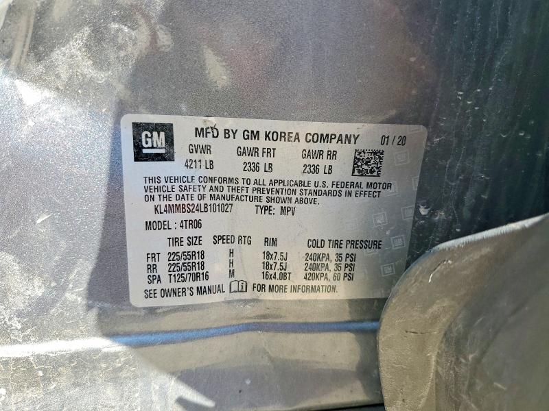 63191346 :رقم المزاد ، KL4MMBS24LB101027 vin ، 2020 Buick Encore Gx مزاد بيع