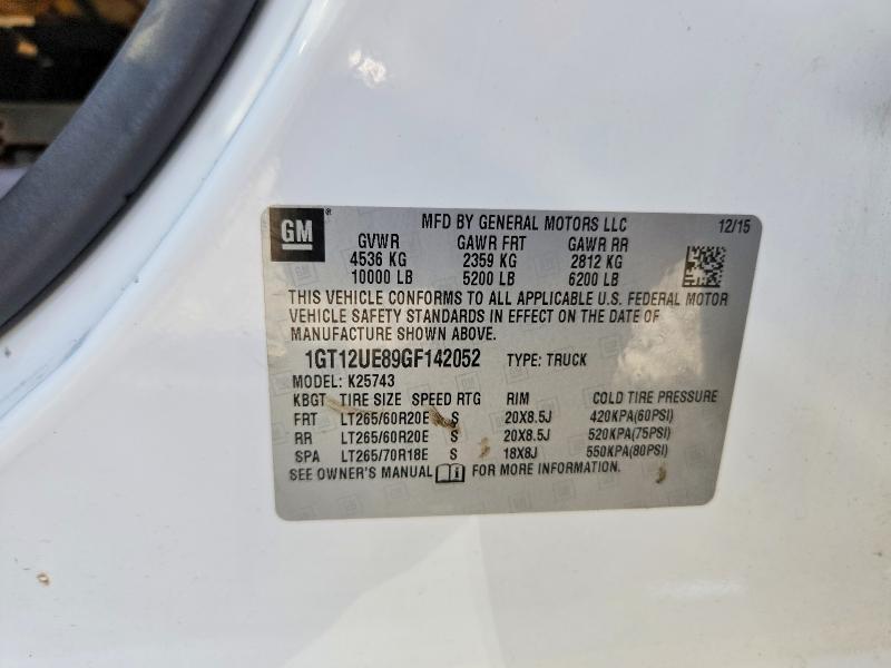 64023836 :رقم المزاد ، 1GT12UE89GF142052 vin ، 2016 Gmc Sierra مزاد بيع