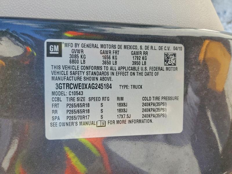Aukcja sprzedaży 2010 Gmc Sierra, vin: 3GTRCWE0XAG245184, numer aukcji: 65639916